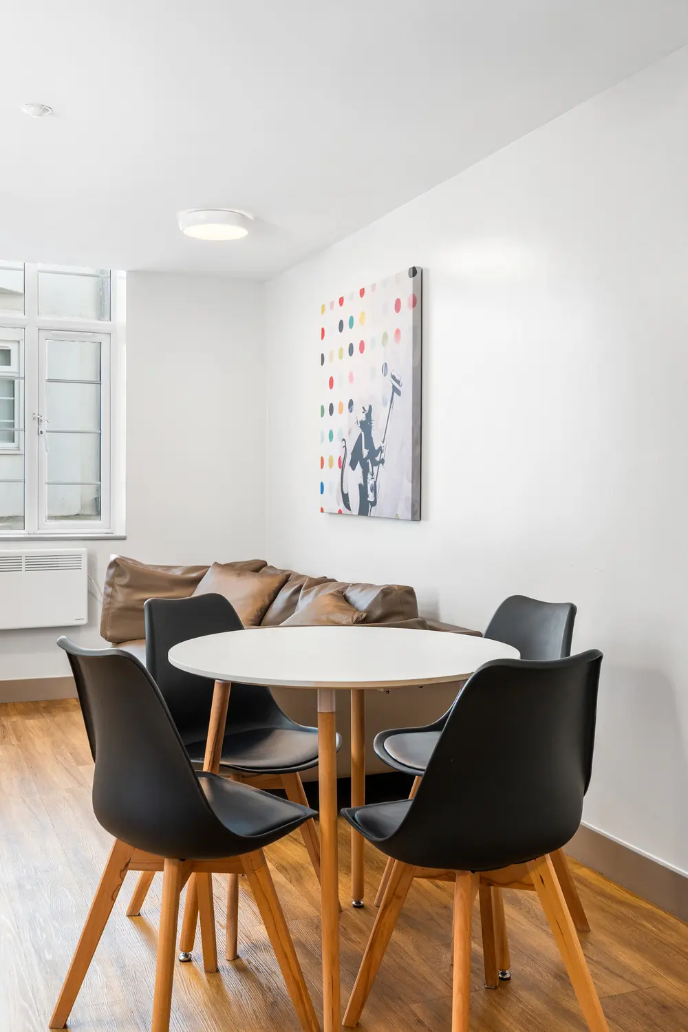 Dining table in the shared kitchen