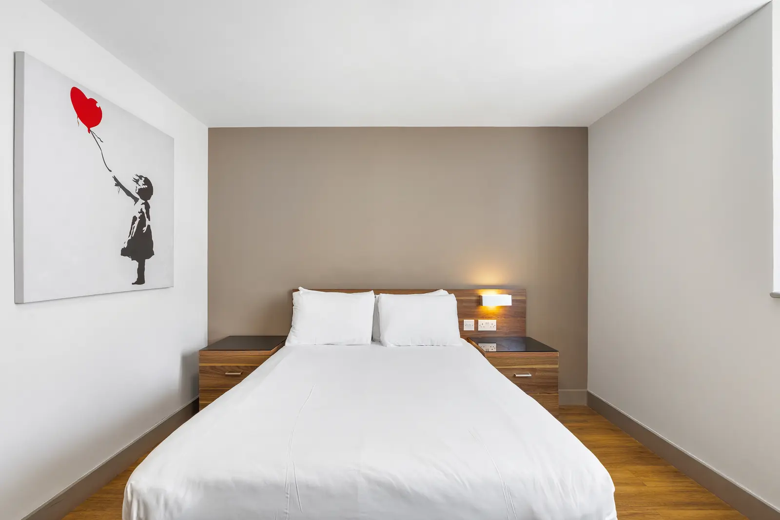 Double bed with bedside lights